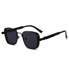 Vintage Steampunk Square Sunglasses Metal Frame with Spring Hinges Unisex