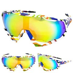 Oversize 90s RETRO SPORTY Wrap Around Style SUN GLASSES GOGGLES Gold Mirror Lens