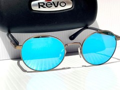 NEW REVO RILEY Matte Gunmetal POLARIZED Blue Water Lens Sunglass RE 1143 00 BL