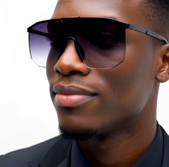 Men Women Black Lens Glasses Sunglasses Fashion Big Oversize Flat Lens Square
