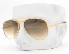 Ray-Ban New Aviator Sunglasses RB 3625 001/51 Shiny Gold Brown Glass 58mm w/case
