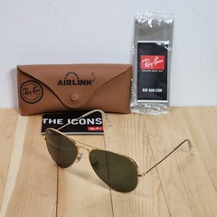 Ray-Ban RB3025 L0205 58-14-135 Large Aviator Sunglasses Green Lens Italy