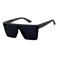 LAZER – Modern Flat Top Rimless Rectangle Sunglasses Soft Matte Black Dark Smoke