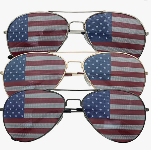 3 Pack Bulk USA America Glasses – American Flag Aviator Sunglasses