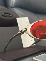 Oakley Romeo X-Metal Sunglasses, Silver Frame, Red Lens