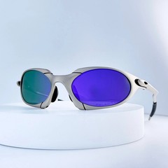 Oakley Romeo X-Metal Sunglasses Silver Frame Purple Green Gradient Lens*/