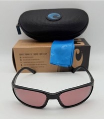 NEW Costa Del Mar BRINE II Polarized Sunglasses Matte Black / Rose Glass 580G