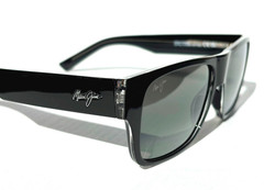 UK NEW Maui Jim KEAHI Gloss Black POLARIZED Neutral Grey GLASS Sunglass 873-02