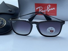 NEW Ray-Ban RB4187 601/T3 CHRIS Polish Black Polarized Grad Grey Sunglasses 54mm