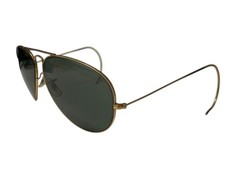 Vintage B&L Bausch and Lomb Ray-Ban Gold Plated Aviator Sunglasses, 147 mm