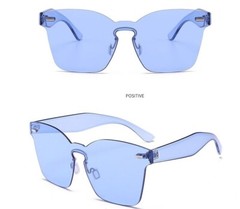 Women Glasses Rimless Keyhole Nose Bridge Mono Flat Lens Horn Rimmed Sunglasses