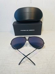 PORSCHE DESIGN P8478 Iconic Black Frame w 69mm Oversized Black Lens Aviator $540