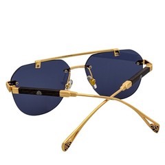 Maybach Rimless Round Metal Aviator Sunglasses Gold Frame Dark Smoke MH16
