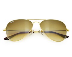 Ray-Ban Sunglasses RB3025 Aviator Gradient Gold Frame Light Brown Lens 58mm