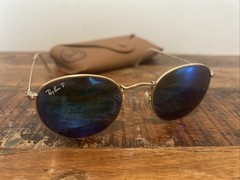Ray-Ban RB 3447 Round Metal 112/4L Sunglasses Gold 50-21-145 Italy