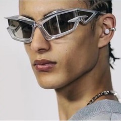 Designer Brand FJNY Futuristic Clear Sunglasses Alien Future Modern Italy Men