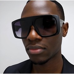 Oversized Square Shield Sunglasses Black Flat Top Gradient Lens Big Frame Mens