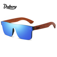 DUBERY Men Women Wood Polarized Sunglasses Square Wooden Temple Flat Top Glasses