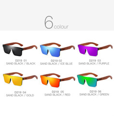 DUBERY Rimless Wood Polarized Sunglasses Men Women Square Wooden Temple Glasses