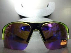 New Mens WRAP AROUND SPORTY CYCLING FISHING HUNTING SUN GLASSES Neon Green Frame