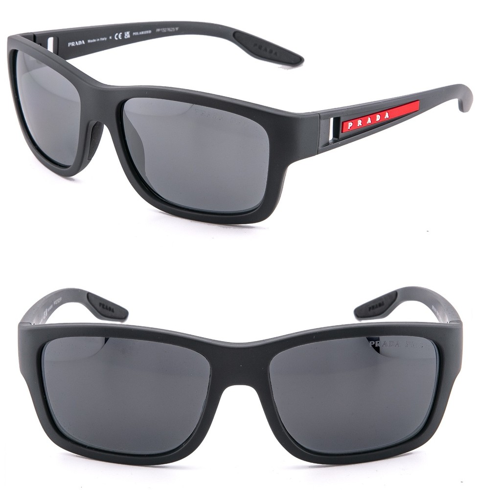 PRADA 01W Linea Rossa Sport Sunglasses Gray Pilot Wrap POLARIZED PS01WS