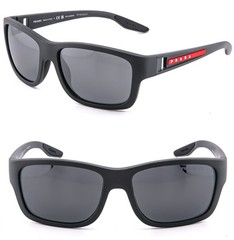 PRADA 01W Linea Rossa Sport Sunglasses Gray Pilot Wrap POLARIZED PS01WS