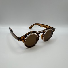 Men’s Round Retro Tortoise Shell Sunglasses Brown Plastic Frame Tinted Lenses