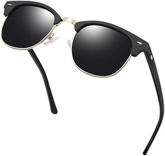 Retro Vintage Polarized Sunglasses Mens UV400 Half Metal Frame ClubSunglassesUSA