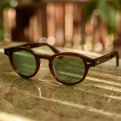 Vintage johnny depp green sunglasses men brown acetate glasses light green lens