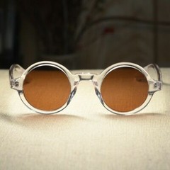 Vintage Acetate John Lennon round sunglasses crystal frame brown polarized lens