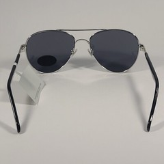 Fossil FM146 Men’s Pilot Style Sunglasses Silver Black Frame Solid Gray Lens 58