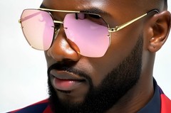 Pilot Sunglasses Men Trendy Classic Shades Square Black Lens Metal Frame Trendy