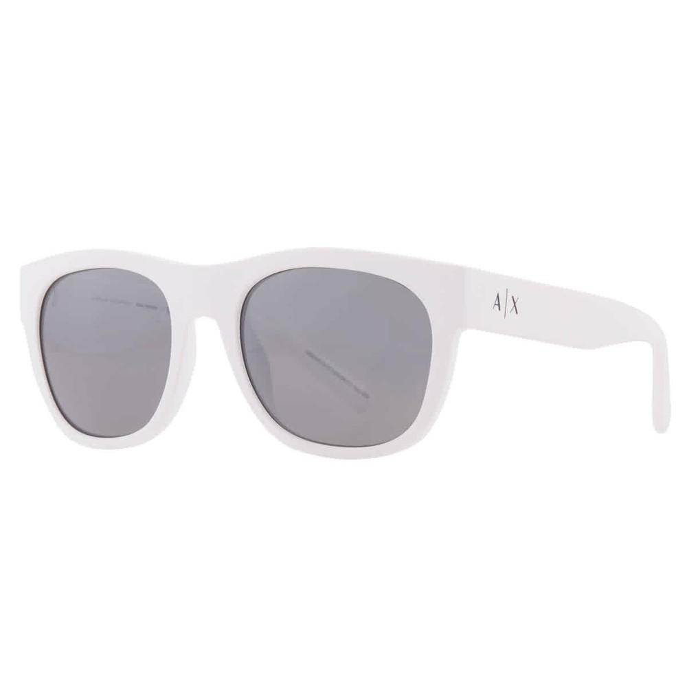 Armani Exchange Grey Mirror Silver Square Men’s Sunglasses AX4128SU 83156G 55