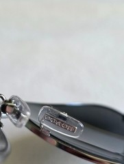Coach CAY91 C Hardware Metal Pilot Aviator Shiny Gunmetal Blue Sunglasses