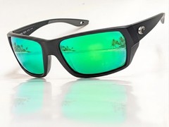 Costa Tailfin Sunglasses Medium Matte Black Green Mirror 580 glass lens