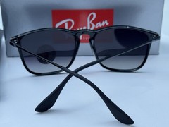NEW Ray-Ban RB4187 601/T3 CHRIS Polish Black Polarized Grad Grey Sunglasses 54mm