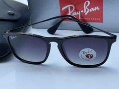 NEW Ray-Ban RB4187 601/T3 CHRIS Polish Black Polarized Grad Grey Sunglasses 54mm