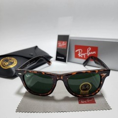 NEW ORIGINAL RAY-BAN WAYFERER TORTOISE SUNGLASSES G-15 GREEN LENS RB2140 50MM