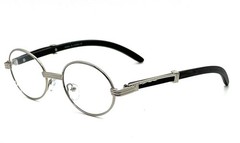 Mens Hip Hop 18k Gold Frame Oval Shape Clear Lens Wood Grain Retro Eye Glasses