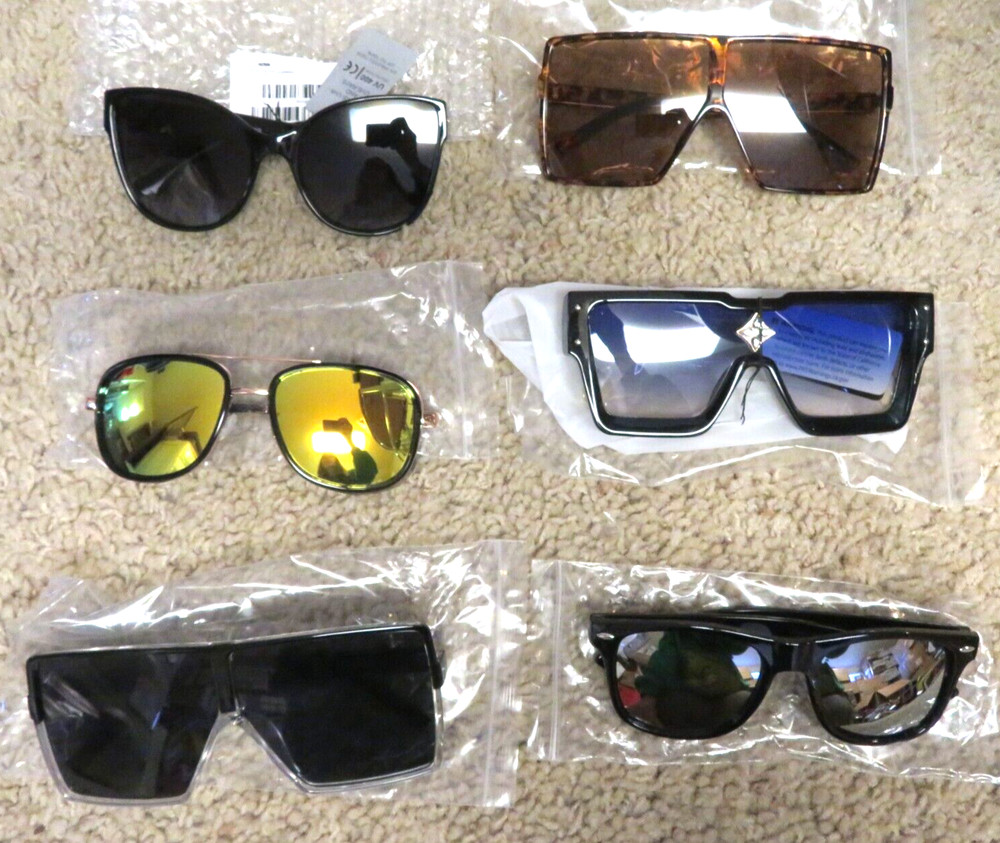 Lot of 6 pairs of Unisex Sunglasses, New in plastic bags or with tags, nice lot