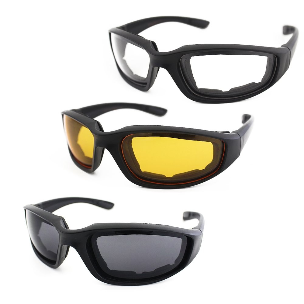 3 Pair Motorcycle Riding Glasses Padding Goggles UV Protection Dustproof Wind…