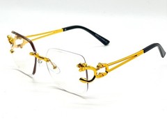 Men’s Rimless Gold Frame Elegant Hip Hop Square Clear Lens Retro Fashion Glasses