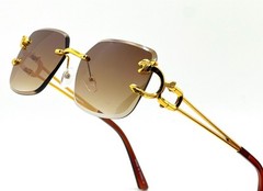 Men’s Rimless Gold Frame Elegant Hip Hop Square Clear Lens Retro Fashion Glasses