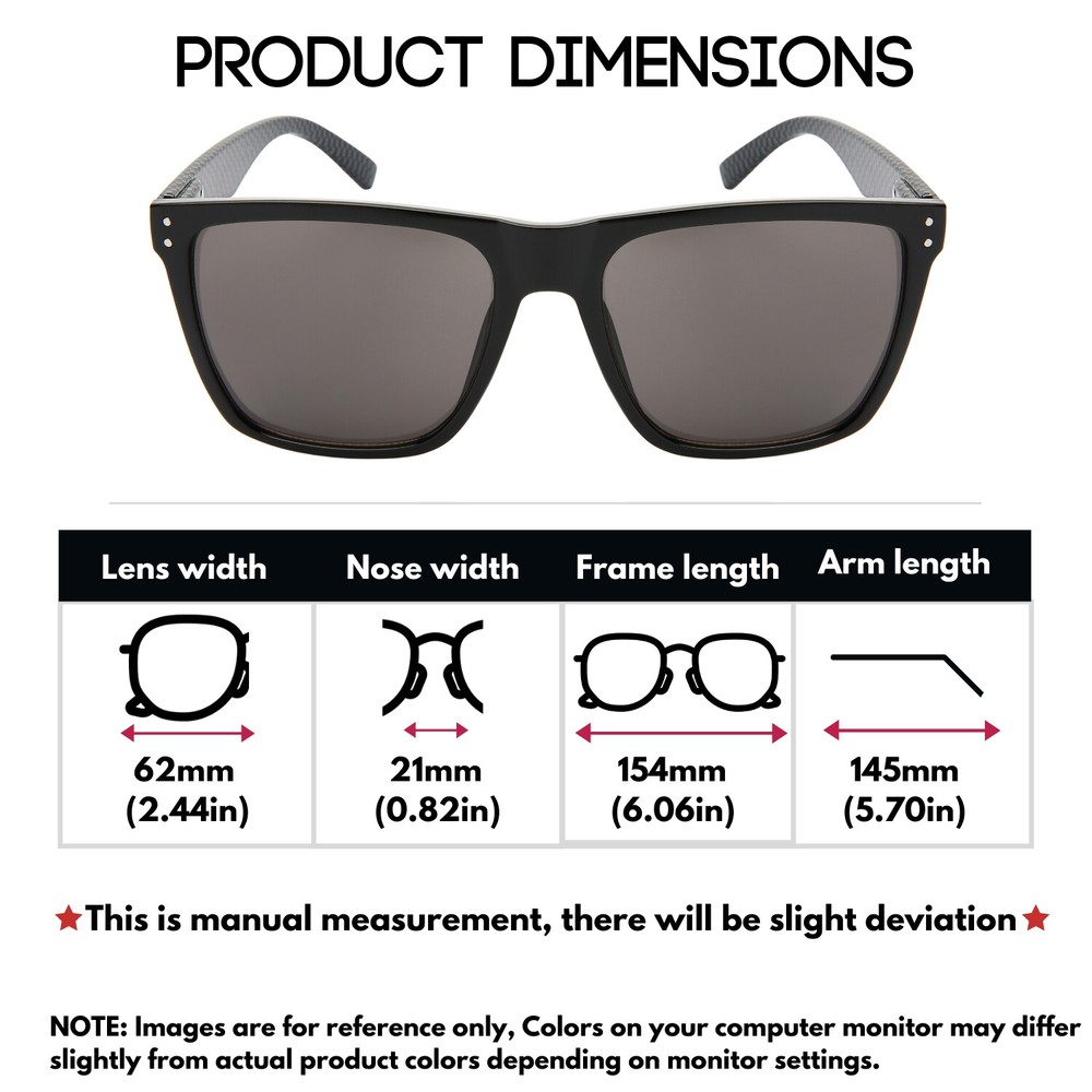 XXLarge Square Rectangular Sunglasses for Big and Tall with UV400 XXL-001&2