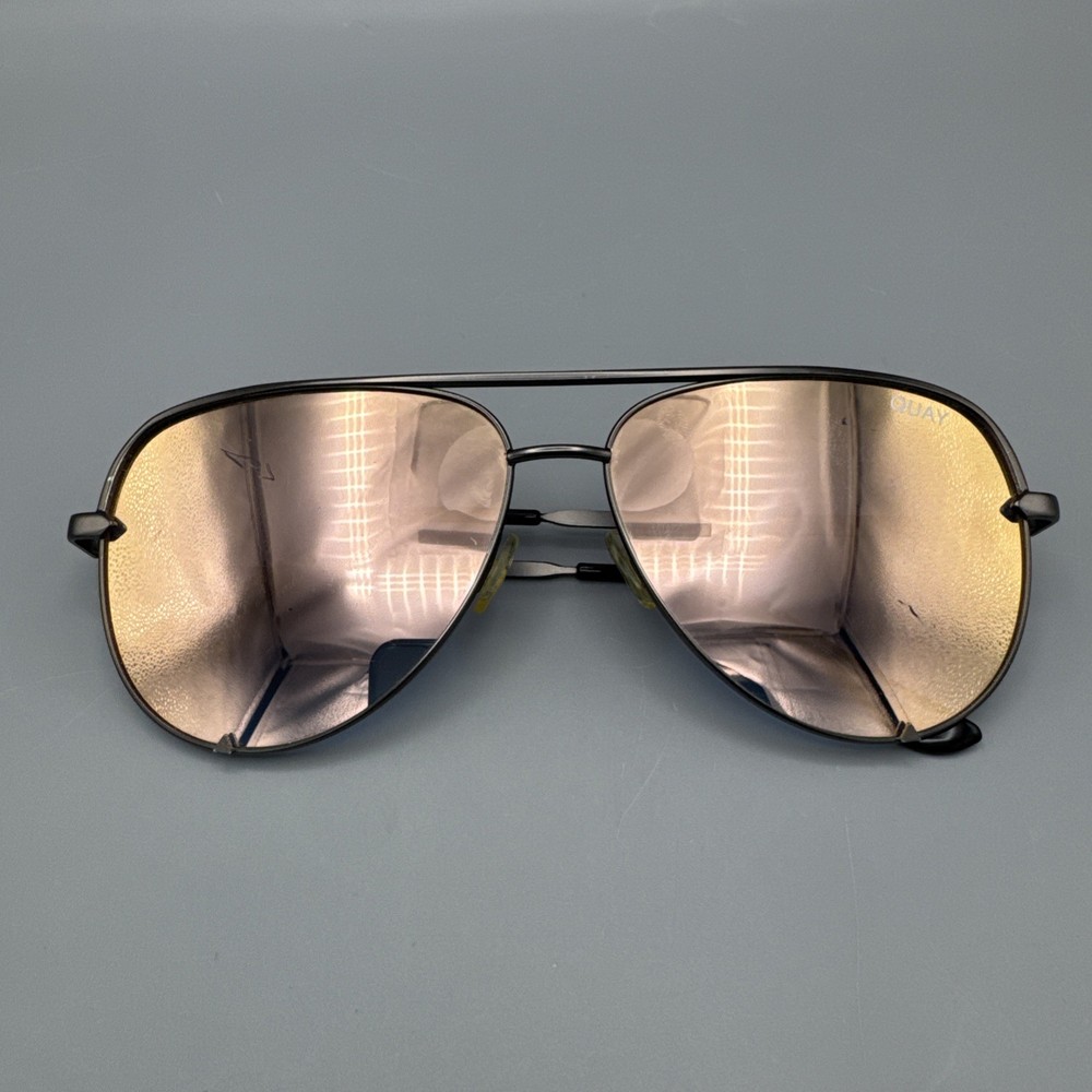 Quay x Desi HIGH KEY 111 Sunglasses Metal Aviator Red Orange Mirror Lens