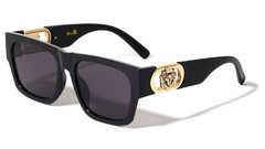 SQUARE GOLD LION HEAD MEDALLION SUNGLASSES CLASSIC CASUAL RETRO DESIGNER SHADES