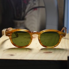 Vintage green sunglasses men’s Johnny Depp blonde glasses green glass lens Large