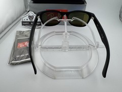 RAY-BAN NEW WAYFARER RB2132 622/17 RUBBER BLACK BLUE MIRROR SUNGLASSES 55MM NEW