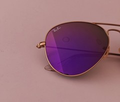 Ray-Ban RayBan RB3025 Aviator Matt Gold Frame Purple/ Violet Flash Lens 58mm