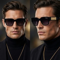 Men Black Square Sunglasses Luxur Designer Style Streetwear Hip Hop Retro Modern